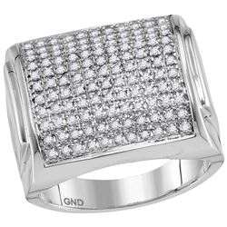 Mens Diamond Domed Square Cluster Ring 1.00 Cttw 10kt White Gold