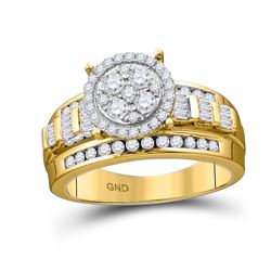 Diamond Cluster Bridal Wedding Engagement Ring 1/2 Cttw 10kt Yellow Gold