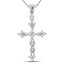 Diamond Flared Cross Faith Pendant 1/5 Cttw 10kt White Gold