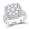 Image 1 : Diamond Right Hand Flower Cluster Ring 2.00 Cttw 14kt White Gold