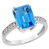 Image 1 : 3.70 CTW Swiss Blue Topaz & Diamond Ring 14K White Gold - REF-40X2M