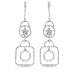 0.94 CTW Diamond Earrings 14K White Gold - REF-57F7N