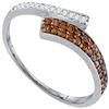 Image 1 : Round Brown Diamond Bypass Band 1/4 Cttw 10kt White Gold