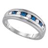 Image 1 : Round Blue Color Enhanced Diamond Wedding Anniversary Band Ring 1/2 Cttw 10kt Yellow Gold