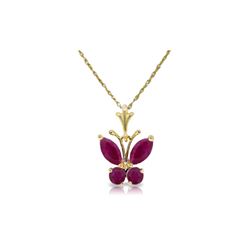 Genuine 0.60 ctw Ruby Necklace 14KT Yellow Gold - REF-25T3A