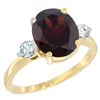 Image 1 : 2.60 CTW Garnet & Diamond Ring 14K Yellow Gold - REF-70F9N