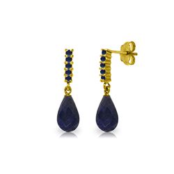 Genuine 7 ctw Sapphire Earrings 14KT Yellow Gold - REF-32V3W