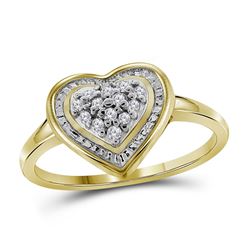 Diamond Heart Frame Cluster Ring 1/10 Cttw 10kt Yellow Gold