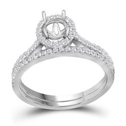 Diamond Slender Bridal Wedding Engagement Ring Band Set 7/8 Cttw 14k White Gold