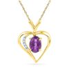 Image 1 : Oval Lab-Created Amethyst Heart Pendant 3/4 Cttw 10kt Yellow Gold