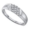 Image 1 : Mens Round Channel-set Diamond Diagonal Triple Row Wedding Band 1/8 Cttw 10kt White Gold