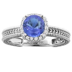 1.77 CTW Tanzanite & Diamond Ring 14K White Gold - REF-59R9H