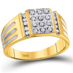 Mens Diamond Square Cluster Ring 1/4 Cttw 10kt Yellow Gold