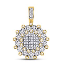 Mens Diamond Circle Charm Pendant 1.00 Cttw 10kt Yellow Gold