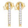 Image 1 : Round Pave-set Diamond Single Row Screwback Hoop Earrings 1/4 Cttw 14kt Yellow Gold