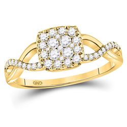 Diamond Square Cluster Twist Ring 1/2 Cttw 10kt Yellow Gold