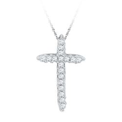 Diamond Cross Religious Pendant 1/4 Cttw 10kt White Gold