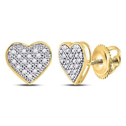 Diamond Heart Cluster Stud Earrings 1/10 Cttw 10kt Yellow Gold