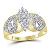 Image 1 : Diamond Oval Cluster Love Heart Ring 1/8 Cttw 10kt Two-tone Yellow Gold