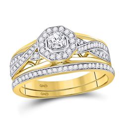Diamond Twist Bridal Wedding Engagement Ring Band Set 1/2 Cttw 14kt Yellow Gold