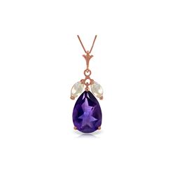 Genuine 6.5 ctw Amethyst & White Topaz Necklace 14KT Rose Gold - REF-38Z2N