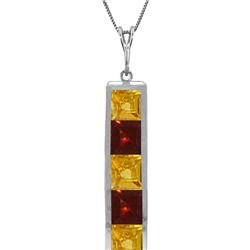 Genuine 2.25 ctw Citrine & Garnet Necklace 14KT White Gold - REF-36M9T