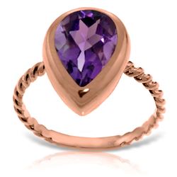 Genuine 2.5 ctw Amethyst Ring 14KT Rose Gold - REF-40T7A