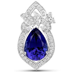 8.91 ctw Tanzanite & Diamond Pendant 18K White Gold - REF-1033A8M