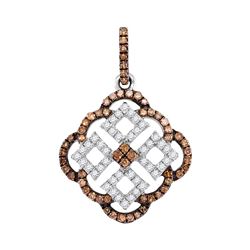 Round Brown Diamond Square Pendant 1/2 Cttw 10kt White Gold