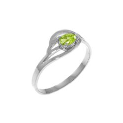 Genuine 0.30 CTW Peridot Ring 14KT White Gold - REF-30F5Z