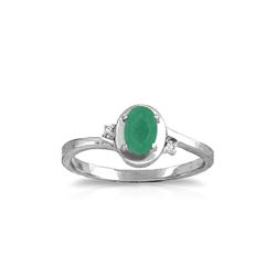 Genuine 0.51 ctw Emerald & Diamond Ring 14KT White Gold - REF-32H3X