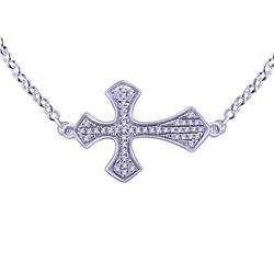 0.09 CTW Diamond Necklace 14K White Gold - REF-19Y2X