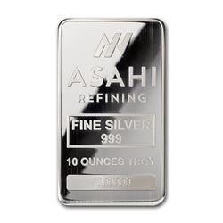 Genuine 10 oz 0.999 Fine Silver Bar - Asahi Refining