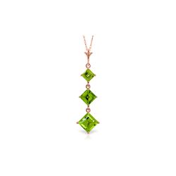 Genuine 2.4 ctw Peridot Necklace 14KT Rose Gold - REF-29H7X