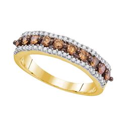 Round Brown Diamond Band Ring 5/8 Cttw 10kt Yellow Gold