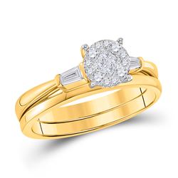 Diamond Bridal Wedding Engagement Ring Band Set 1/4 Cttw 14kt Yellow Gold