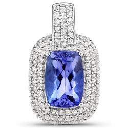 2.97 ctw Tanzanite & Diamond Pendant 14K White Gold - REF-177N4A