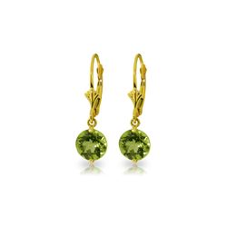 Genuine 3.1 ctw Peridot Earrings 14KT Yellow Gold - REF-34N5R