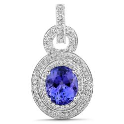 6.08 ctw Tanzanite & Diamond Pendant 14K White Gold - REF-389A6M