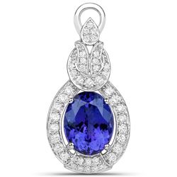 9.60 ctw Tanzanite & Diamond Pendant 18K White Gold - REF-984X8Y