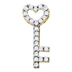 Diamond Key Heart Pendant 1/4 Cttw 10kt Yellow Gold