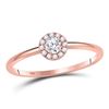 Image 1 : Diamond Halo Solitaire Promise Bridal Ring 1/5 Cttw 10kt Rose Gold
