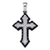 Image 1 : Black Color Enhanced Diamond Cross Crucifix Pendant Unique 1/5 Cttw 10k White Gold