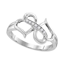 Diamond Double Heart Infinity Ring 1/20 Cttw 10kt White Gold