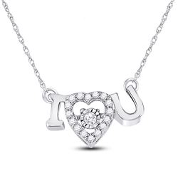 Diamond I Love U Heart Pendant Necklace 1/10 Cttw 14kt White Gold