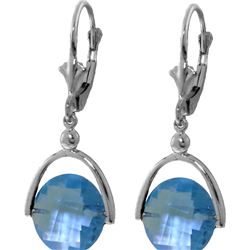 Genuine 6.5 ctw Blue Topaz Earrings 14KT White Gold - REF-43N4R