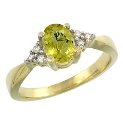 1.06 CTW Lemon Quartz & Diamond Ring 14K Yellow Gold - REF-36X3M