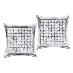 Diamond Square Kite Cluster Stud Earrings 1/10 Cttw 14kt White Gold