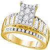 Image 1 : Diamond Rectangle Cluster Bridal Wedding Engagement Ring 7/8 Cttw  10kt Yellow Gold