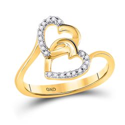 Diamond Double Heart Ring 1/12 Cttw 10kt Yellow Gold